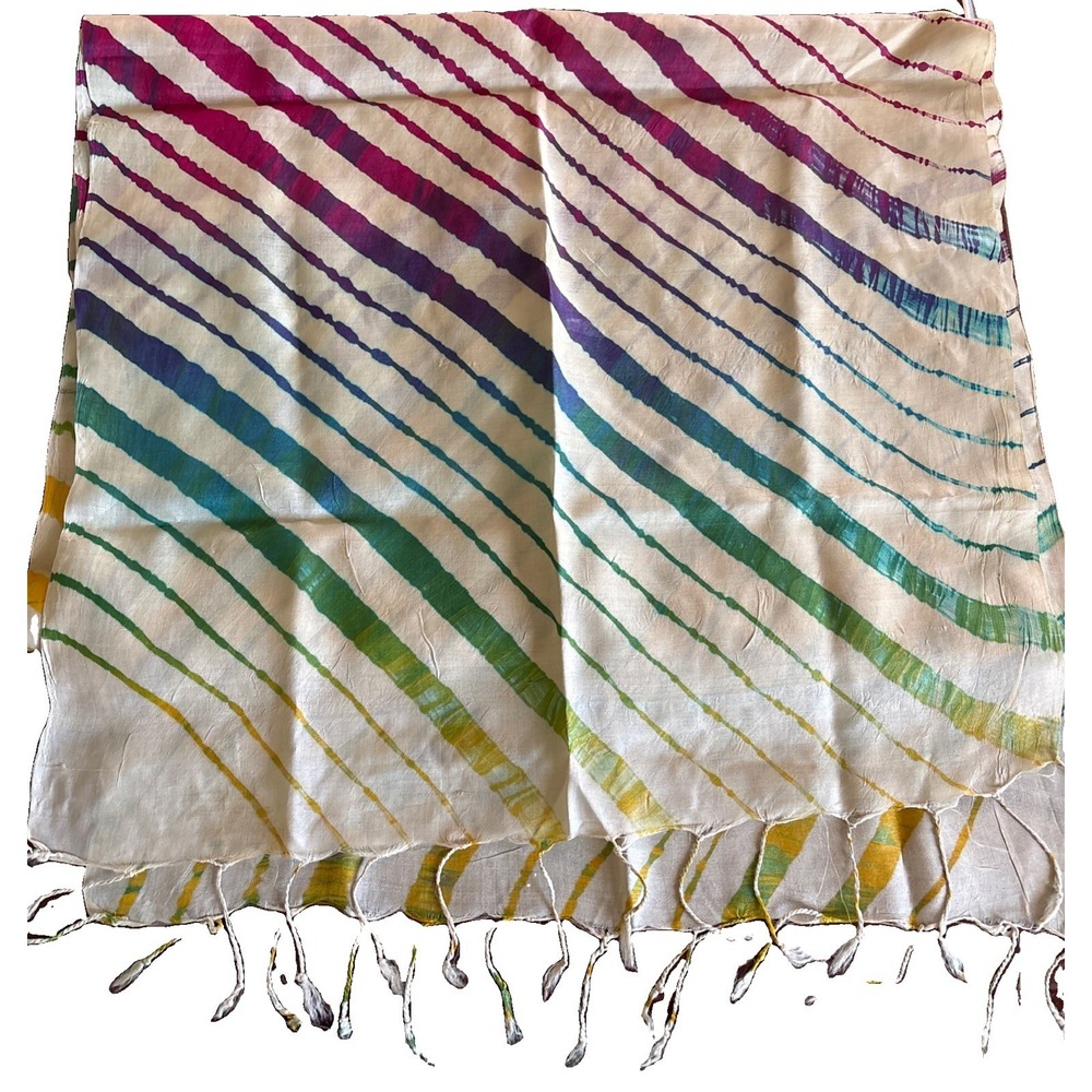 Leheriya Tussar Silk Saree with Fringe